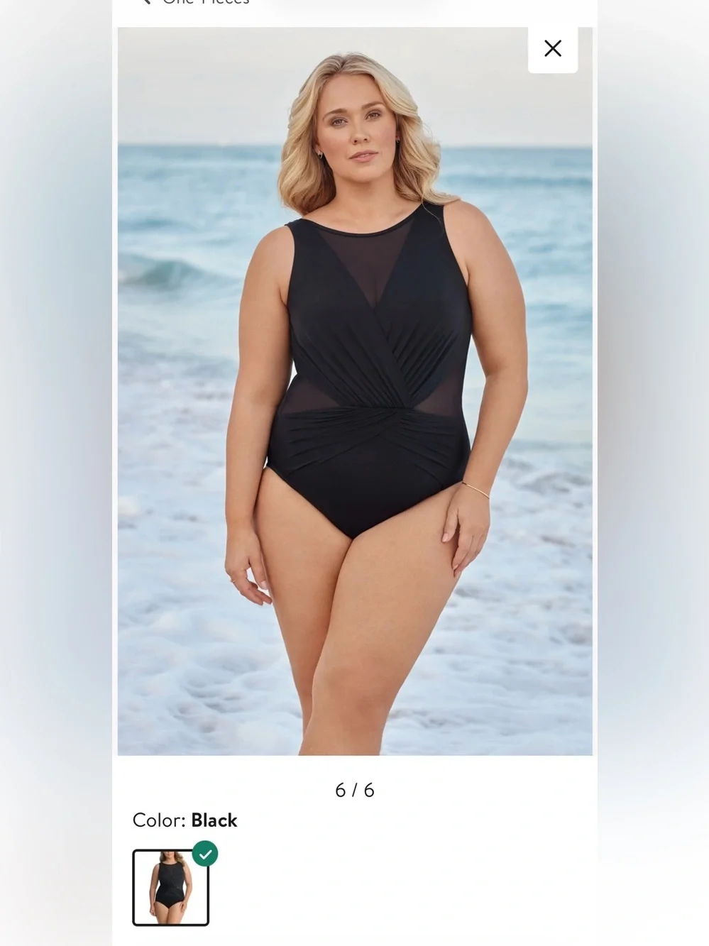Miraclesuit Black One Piece Swimsuit Size 24W Illusionists Palma Resortwear